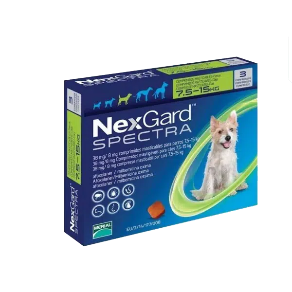 NexGard SPECTRA®️ para Perros de 7,5kg. a 15kg. - 1 Comprimido